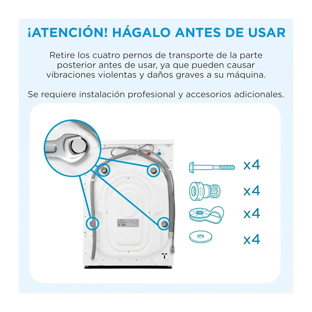 Midea Lavadora 10kg Carga Frontal 1950W, 1400 rpm con Motor Inverter - Lavadoras con 15 Programas y — 5