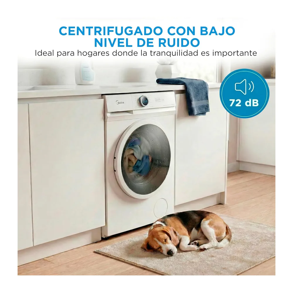 Midea Lavadora 8kg Carga Frontal 1950W, 1350 rpm con Motor Inverter - Lavadoras con 15 Programas y Tecnología — 6