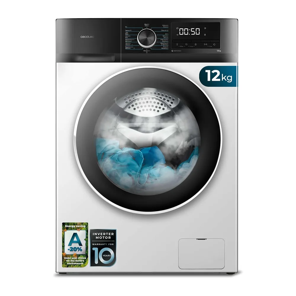 Cecotec Lavadora 12Kg Carga Frontal Bolero DressCode 12500 Inverter. 1400rpm
