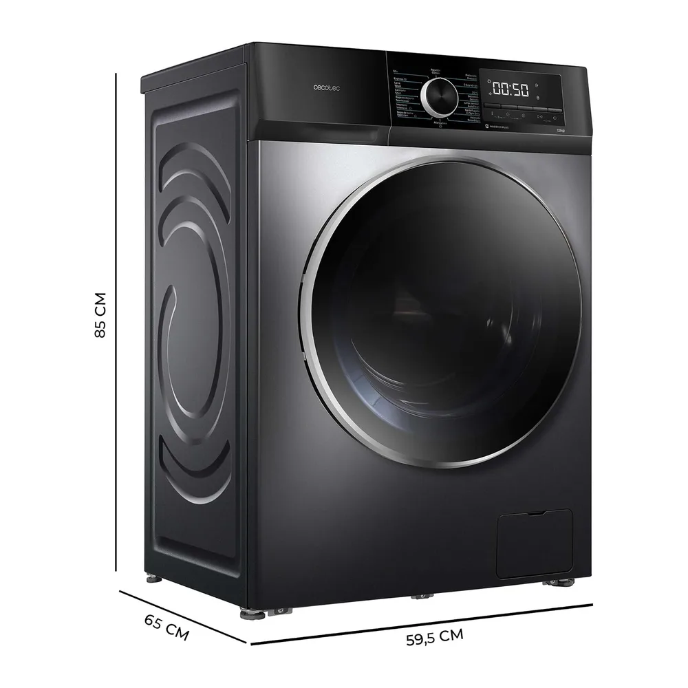 Cecotec Lavadora 12Kg Carga Frontal Bolero DressCode 12500 Inverter Steel. 1400rpm — 2