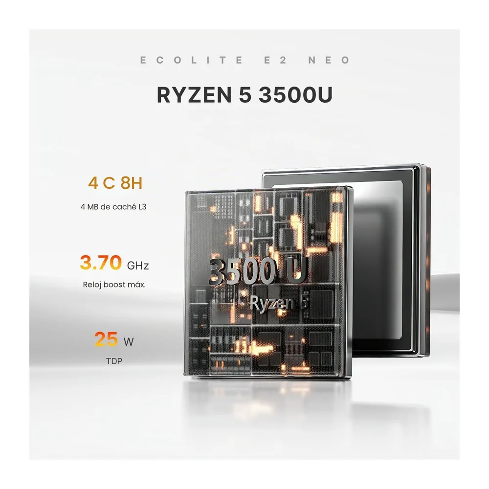 BOSGAME Mini PC E2 Air, AMD Ryzen 5 3501U(hasta 3.7GHz), 8GB RAM, 256GB SSD — 3