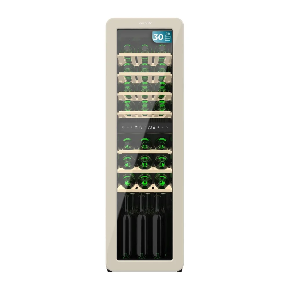 Cecotec Vinoteca 30 Botellas Retro Bolero Grandsommelier Origin Duo 30 Hit Beige. Acabado En Negro Con 2