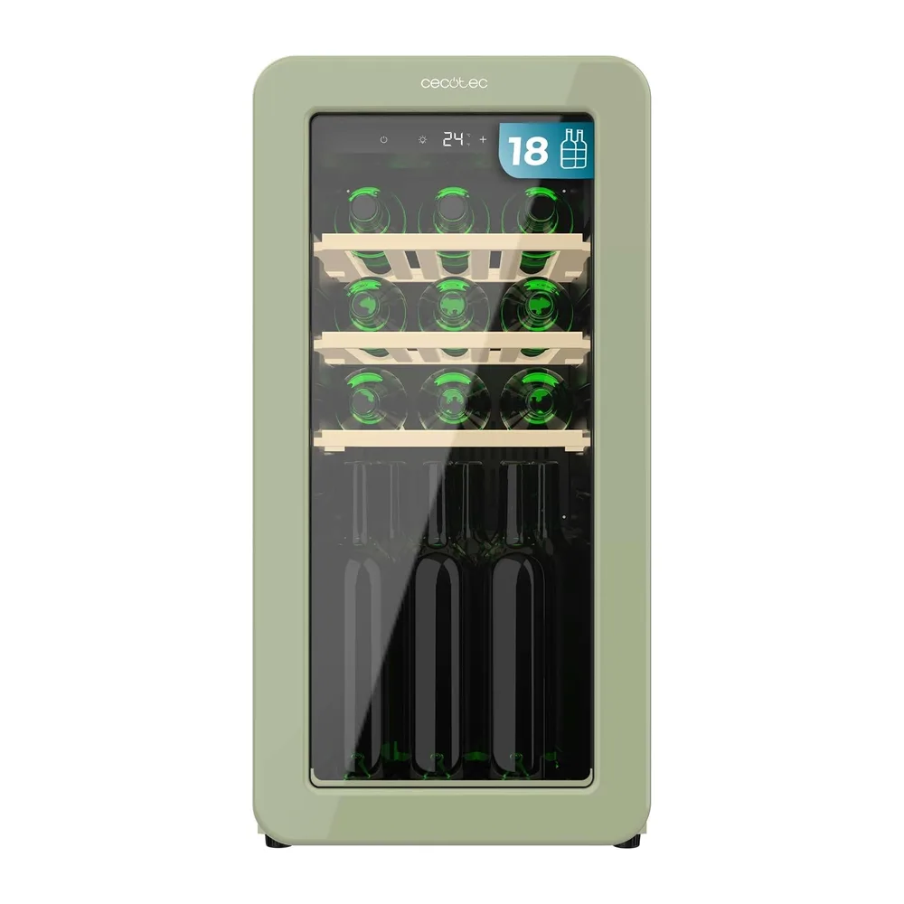 Cecotec Vinoteca 18 Botellas Retro Bolero Grandsommelier Origin 18 Hit Green. Acabado En Verde Con Control Led