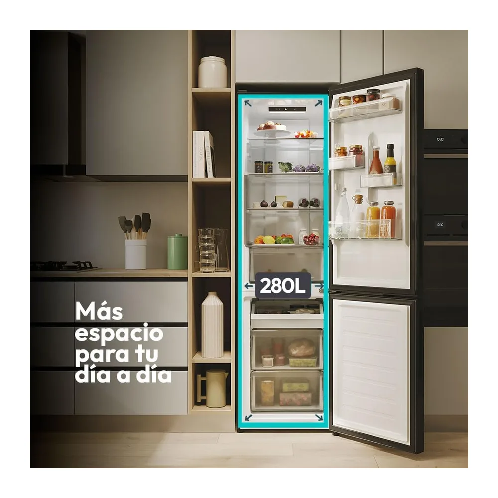 CANDY City Fresco 300 CNCQ2T518EB, Frigorífico Combi, 280L, Ancho 55cm, Altura 182cm, Total No Frost Circle+, — 5