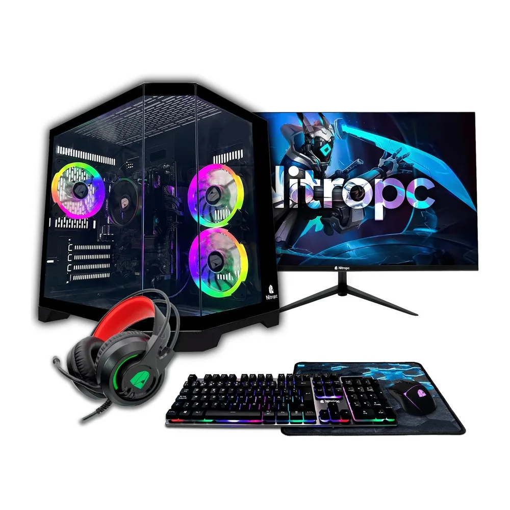 NitroPC - Pack Avanzado | PC Gaming Completo (AMD Ryzen 5 3400G 4/8 4.2GHz, RX Vega 11, RAM 16GB, M.2 1TB,