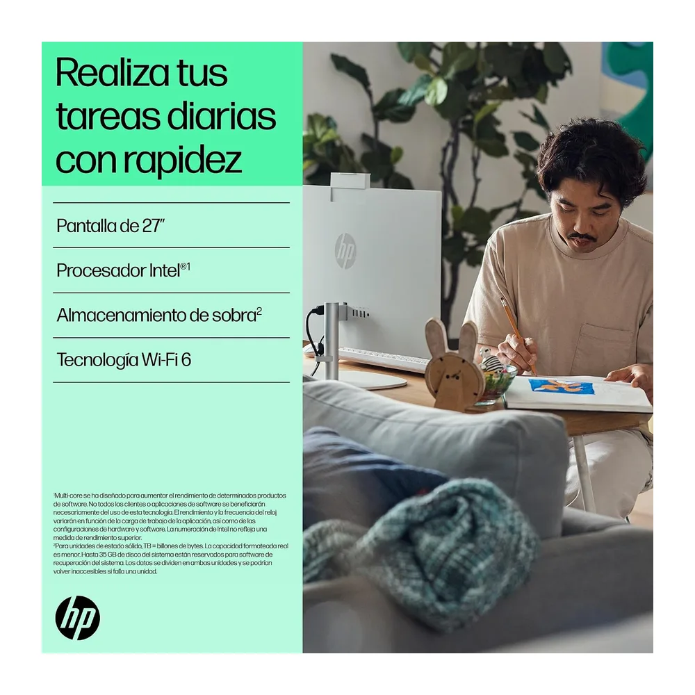 HP All-in-One 27-cr0073ns - Ordenador de sobremesa 27" Full HD con cámara, Teclado y ratón inalámbricos — 3