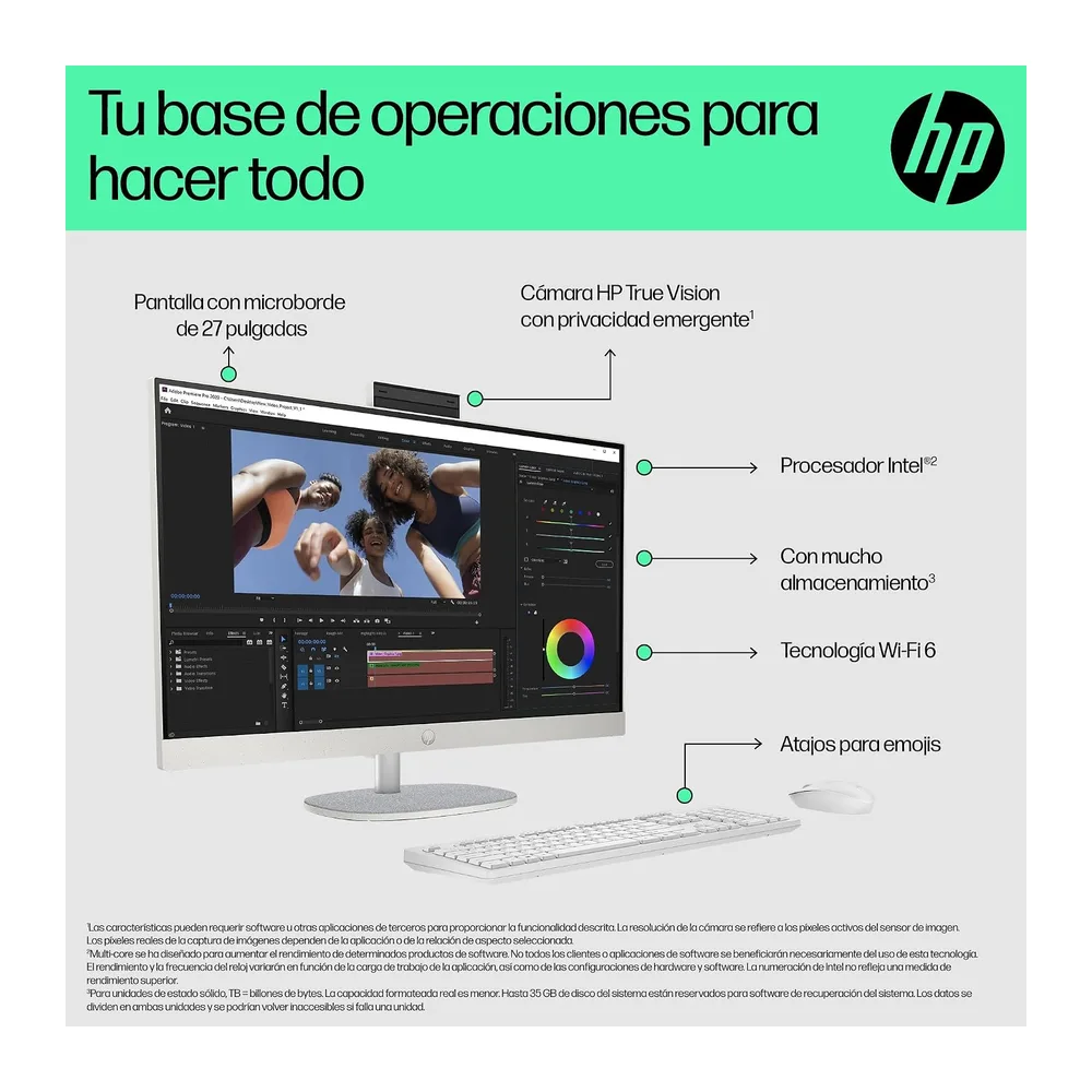 HP All-in-One 27-cr0073ns - Ordenador de sobremesa 27" Full HD con cámara, Teclado y ratón inalámbricos — 4