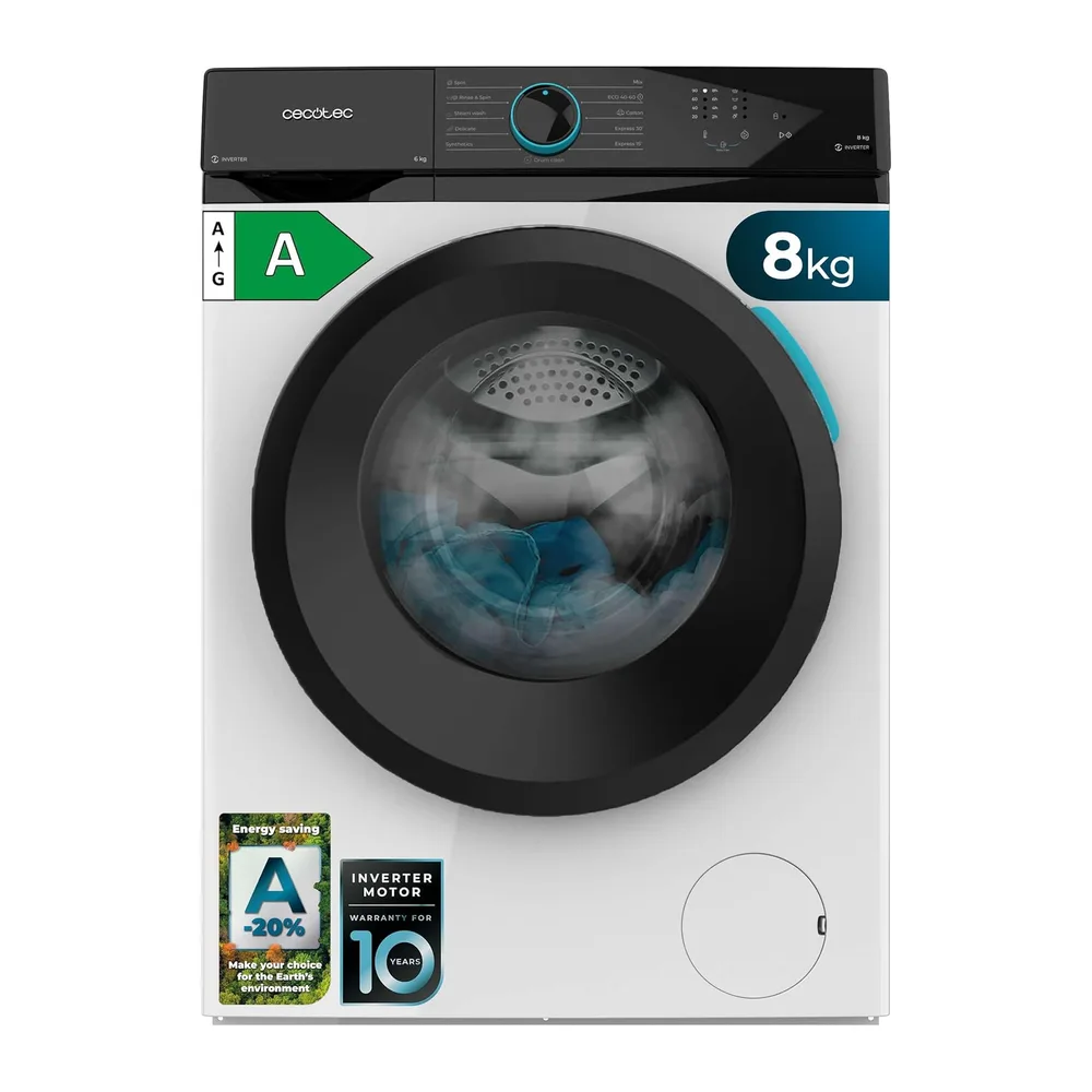 Cecotec Lavadora 8Kg Carga Frontal Bolero DressCode 8110 Inverter. 1200RPM