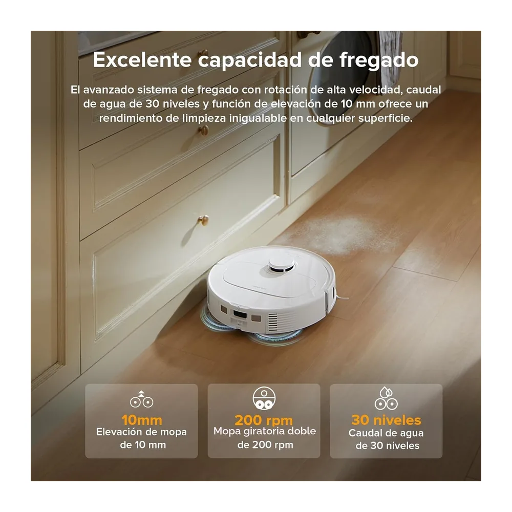 roborock Robot Aspirador QV 35A Set, Dos mopas giratorias elevables, Blanco — 4