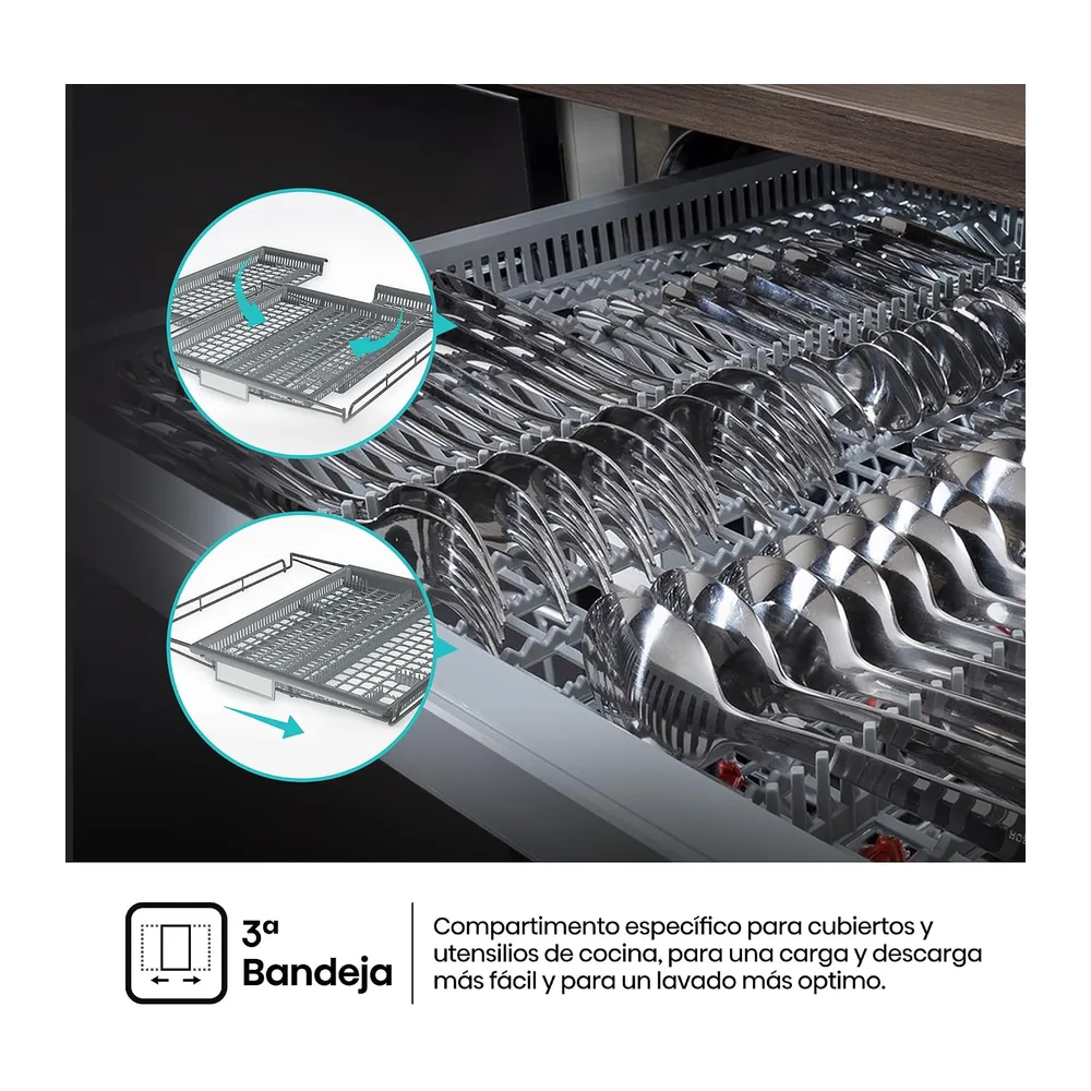 Hisense HV673A65 - Lavavajillas de Integración, Class A, Capacidad 16 Servicios, Alto 81.6cm x Ancho 59.8cm, — 6
