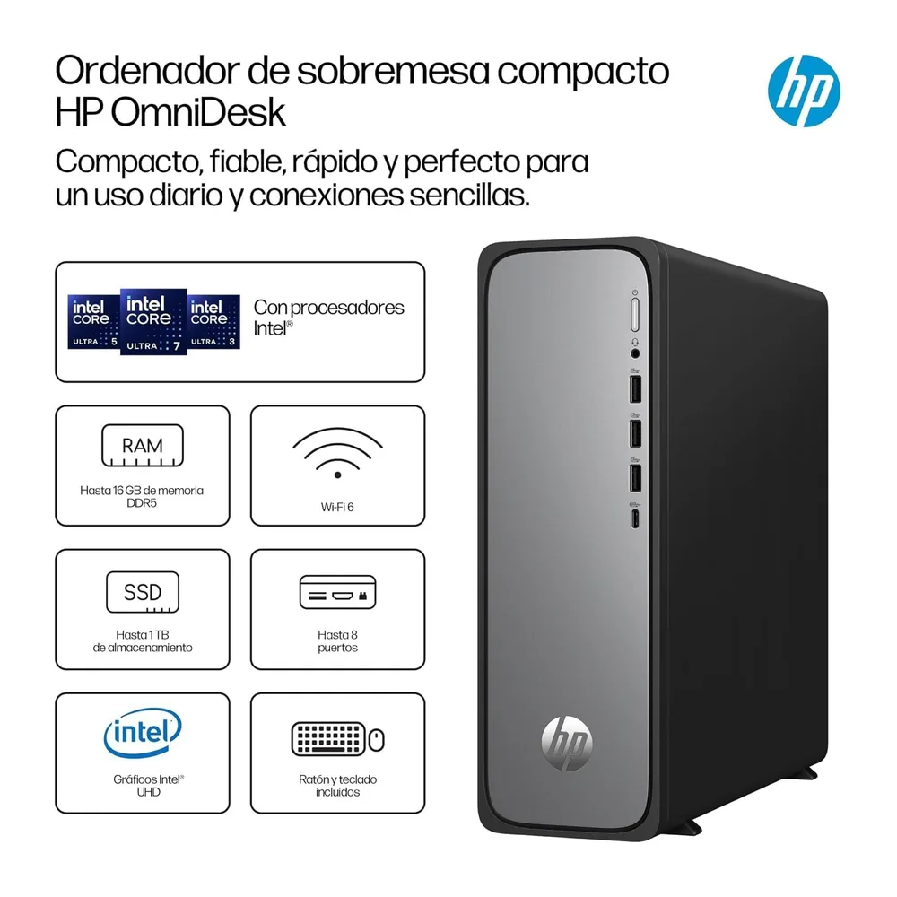HP Ordenador de Sobremesa OmniDesk Slim (Intel Core i5-14400 — 5
