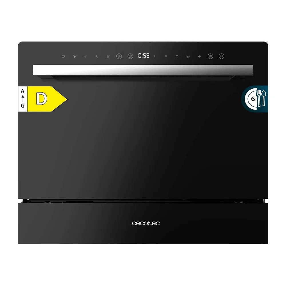 Cecotec Lavavajillas Compacto 6 Cubiertos Bolero Aguazero 2400 Black Glass. 1380W