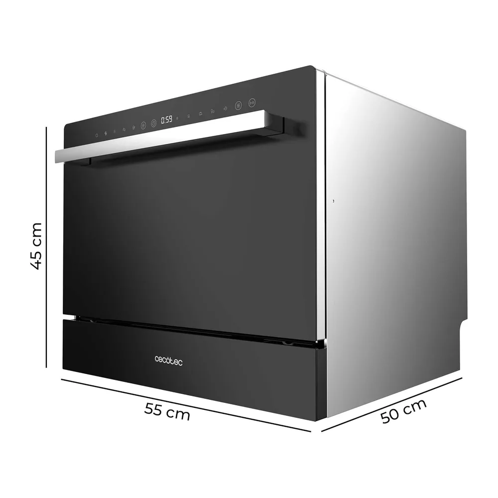 Cecotec Lavavajillas Compacto 6 Cubiertos Bolero Aguazero 2400 Black Glass. 1380W — 2
