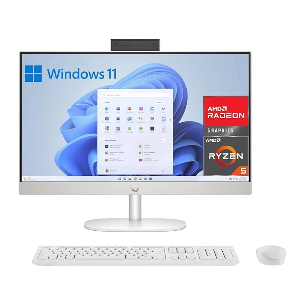 HP All-in-One 27-cr0007ss - Ordenador de sobremesa 27" Full HD con cámara, Teclado y ratón inalámbricos (AMD