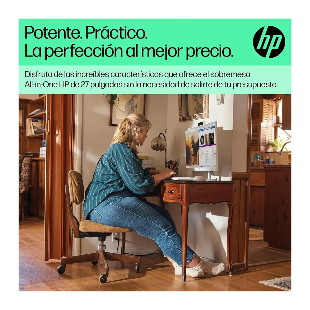 HP All-in-One 27-cr0007ss - Ordenador de sobremesa 27" Full HD con cámara, Teclado y ratón inalámbricos (AMD — 5