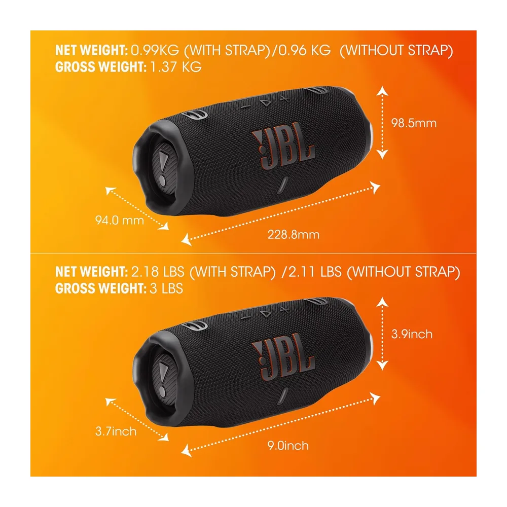 JBL Charge 6, Altavoz Bluetooth Portátil Inalámbrico, Negro — 3