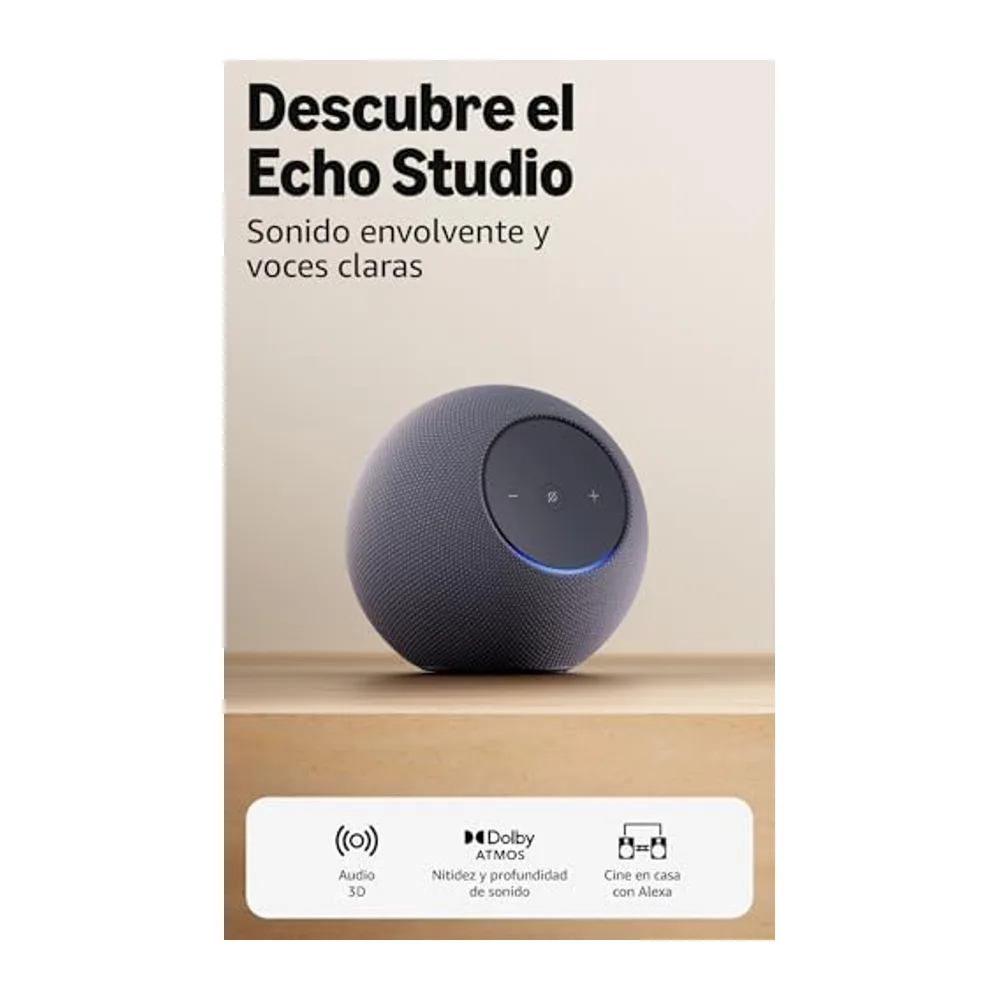 Amazon Echo Studio (última generación), diseño compacto, audio 3D inmersivo y Dolby Atmos, (grafito), con