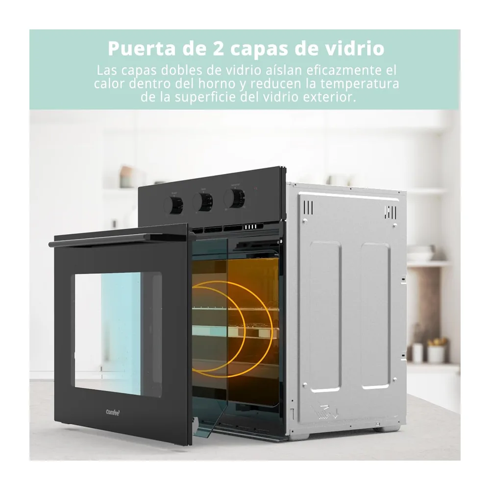COMFEE' CBO60M80M1-BK Horno empotrable de 60 cm y 60 litros con 8 funciones — 2