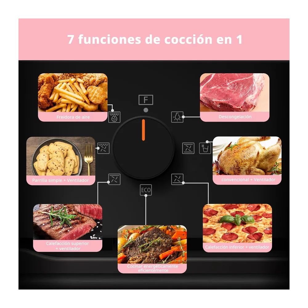 COMFEE' CBO60M80M1-BK Horno empotrable de 60 cm y 60 litros con 8 funciones — 4