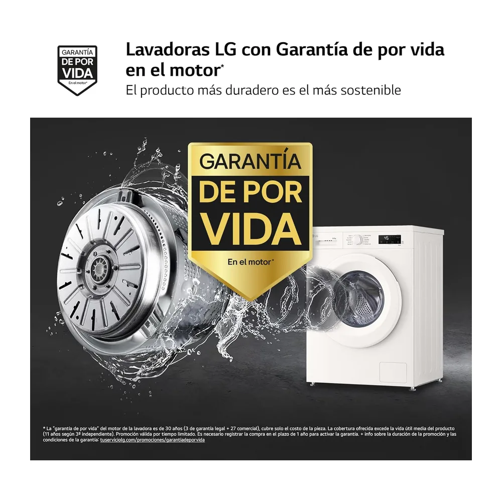 LG W4X1085NWH - Lavadora Secadora Inverter Direct Drive 8/5kg, 1400 rpm, 6 Motion, Vapor Steam, Wi-Fi ThinQ, — 4