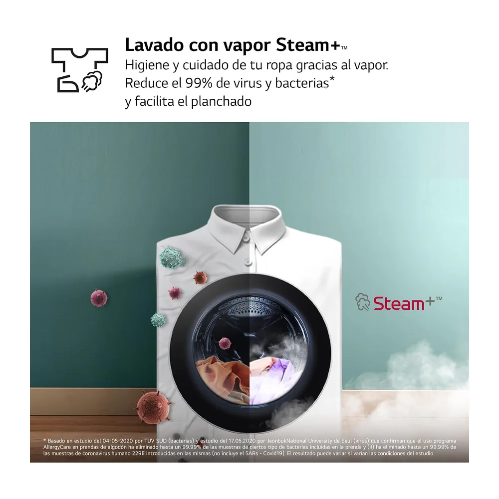 LG W4X1085NWH - Lavadora Secadora Inverter Direct Drive 8/5kg, 1400 rpm, 6 Motion, Vapor Steam, Wi-Fi ThinQ, — 6
