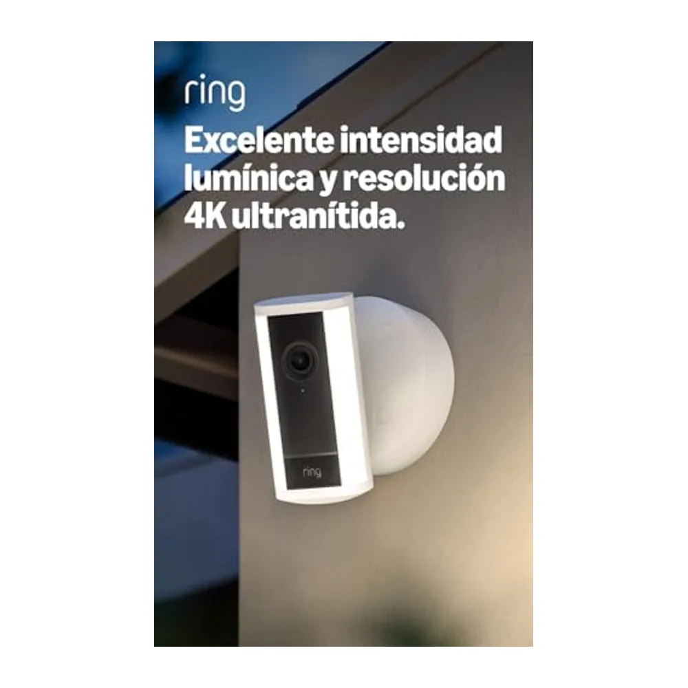 Ring Spotlight Camera 4K Pro, cámara con luces cableada (última generación), Cámara de seguridad exterior,