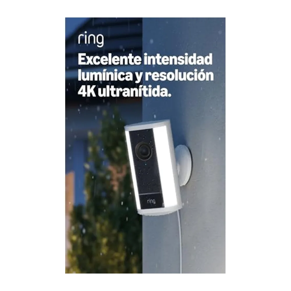 Ring Spotlight Camera 4K Pro, cámara con luces (última gen.), con enchufe, Cámara de seguridad exterior,