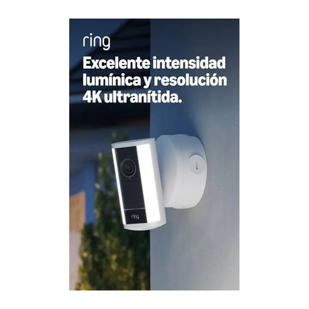 Ring Spotlight Camera 4K Pro, cámara con luces (última generación), con PoE, Cámara de seguridad exterior,