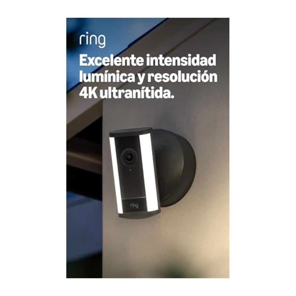 Ring Spotlight Camera 4K Pro, cámara con luces cableada (última generación), Cámara de seguridad exterior,