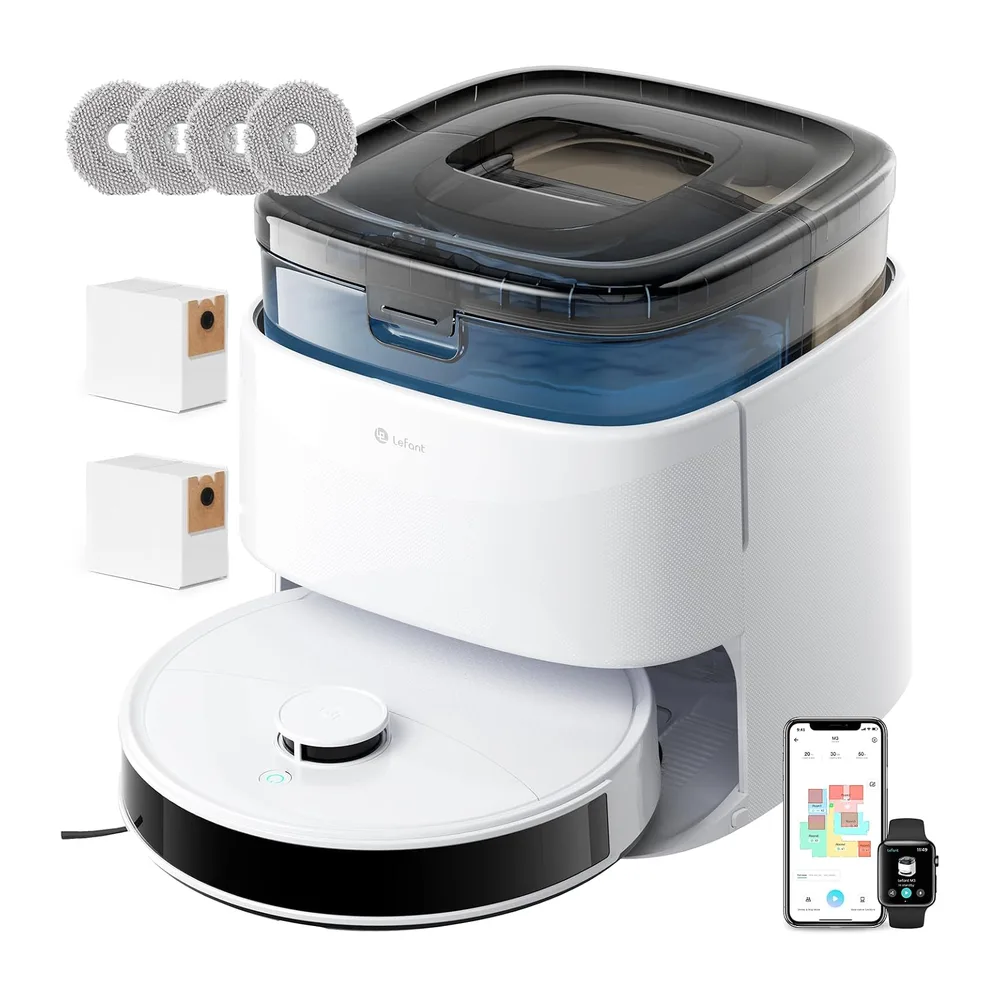 Lefant M3 Robot Aspirador y Fregasuelos, 12000Pa, Auto-Lavado/Secado,Blanco