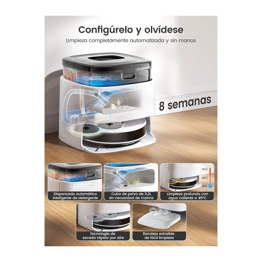 Lefant M3 Robot Aspirador y Fregasuelos, 12000Pa, Auto-Lavado/Secado,Blanco — 2