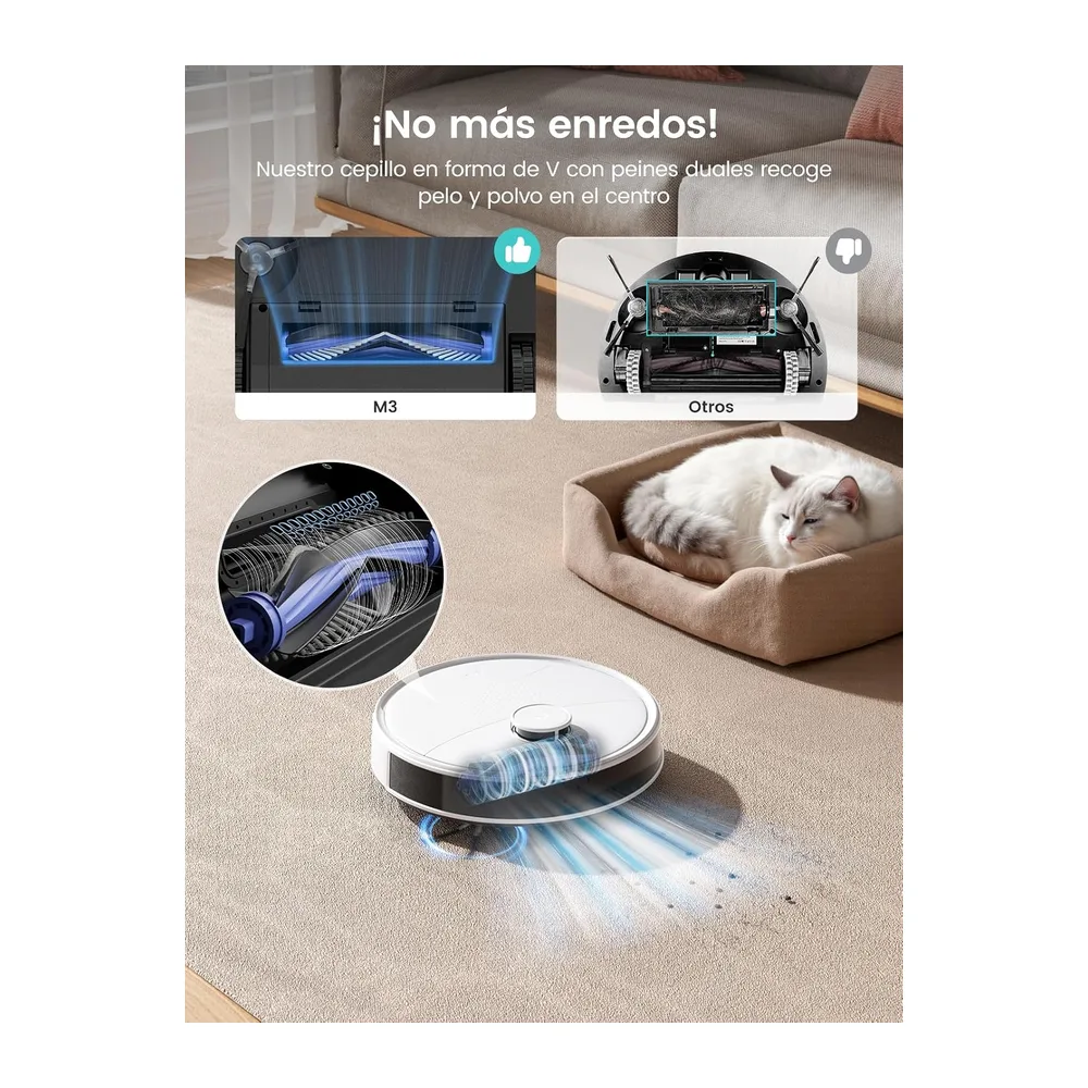 Lefant M3 Robot Aspirador y Fregasuelos, 12000Pa, Auto-Lavado/Secado,Blanco — 4