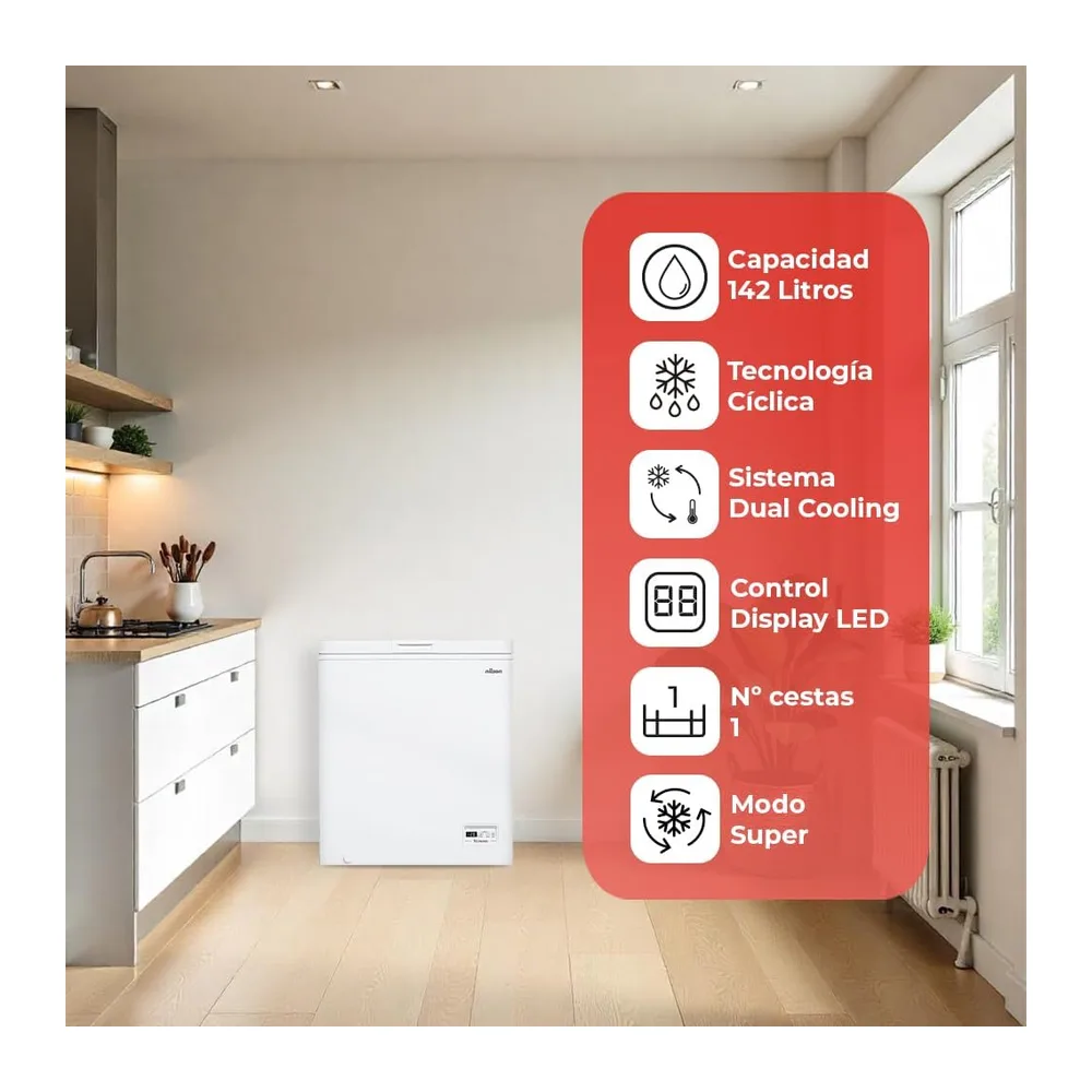 Nilson Congelador Horizontal Blanco NCH1500EDC. Capacidad 142 Litros — 4