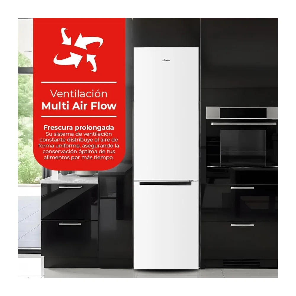 Nilson Frigorífico Combi Blanco, 2 Puertas. NC185500ENF, Capacidad 253 L, No Frost, Multi Air Flow, Bajo — 6