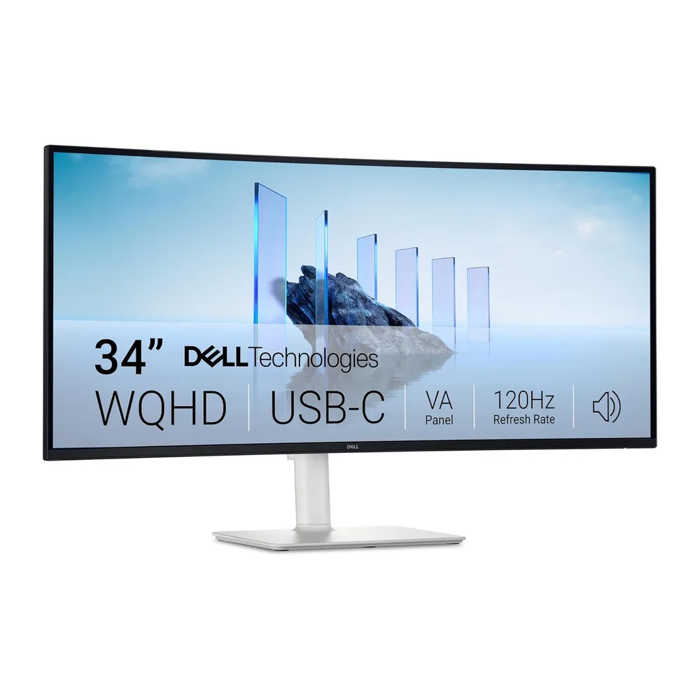 DELL 34 Plus USB-C Monitor - S3425DW, WQHD (3440x1440), 21:9 Curvo, 120Hz, VA, 1ms, AMD FreeSync Premium,