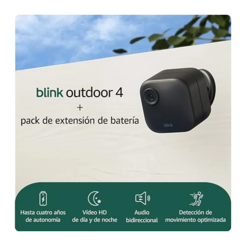 Blink Outdoor 4 + pack de extensión de batería: cámara de seguridad inteligente HD sin cables