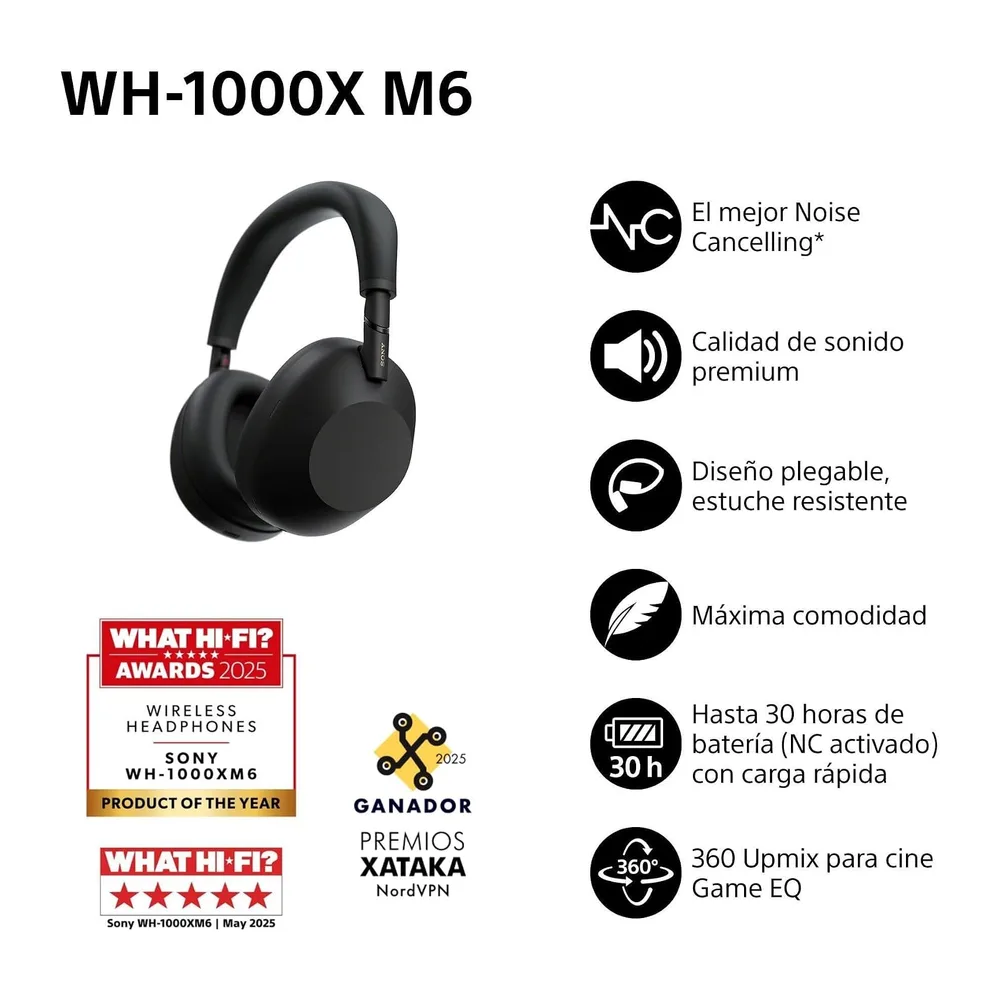 Sony WH-1000XM6 Auriculares de Lujo Bluetooth inalámbricos con Noise Cancelling — 2