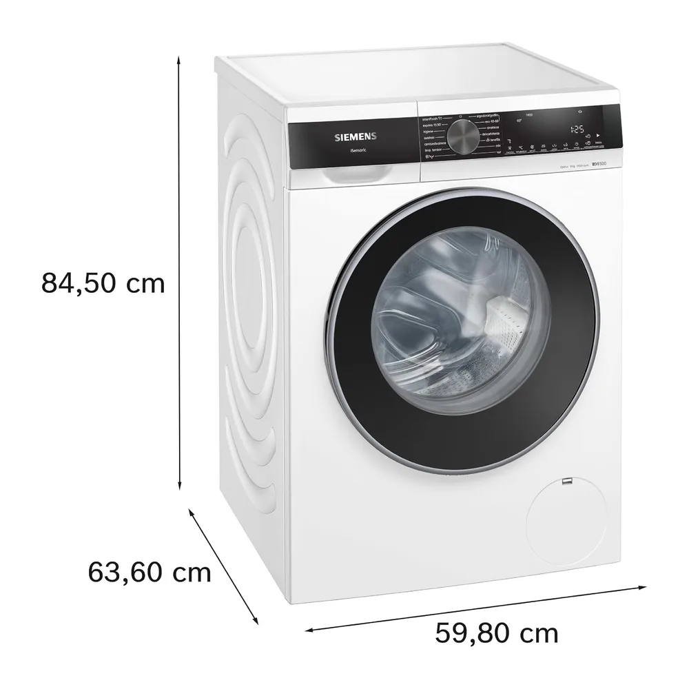 Siemens, Lavadora de carga frontal, 9 kg, Blanco, 1400 r.p.m, WG44G2ZAES [Clase de eficiencia energética A] — 2