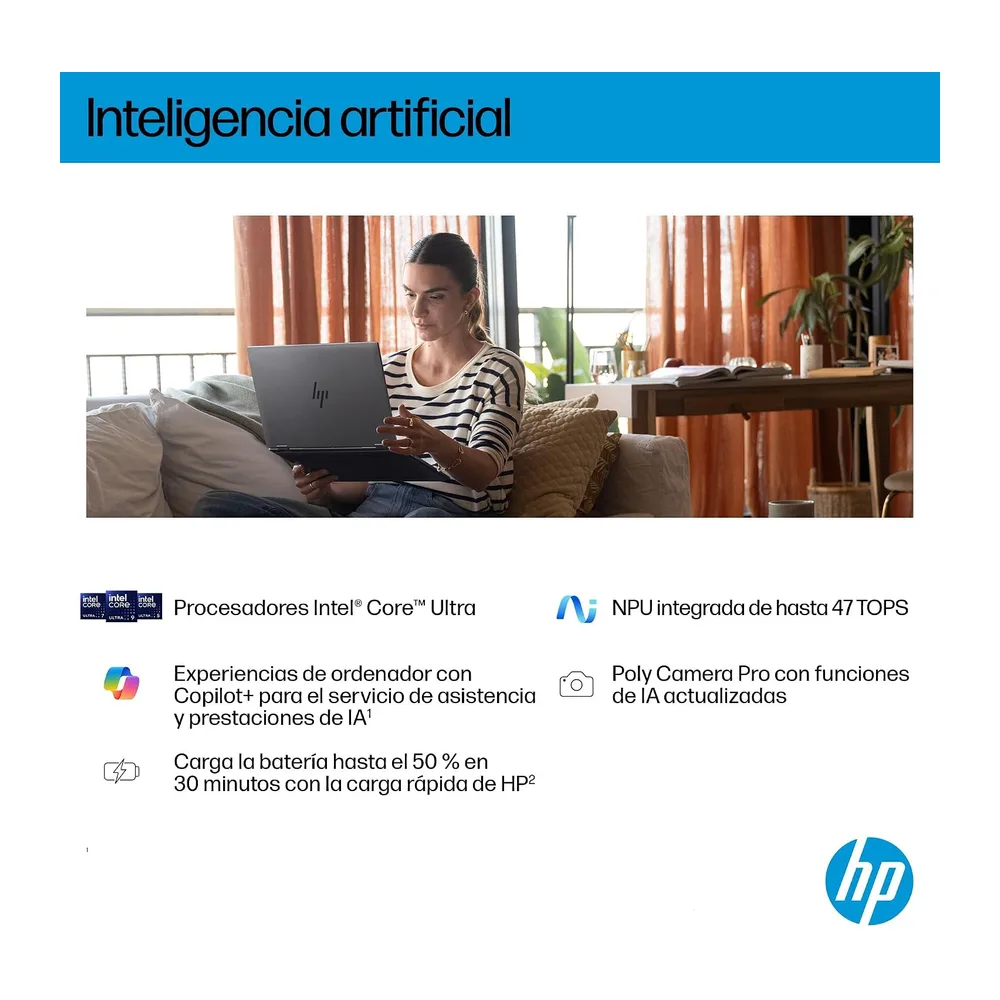 HP Omnibook X Flip - Ordenador portátil Convertible de 16" 3K OLED táctil (Intel Ultra 7-258V EVO, 32GB RAM, — 5