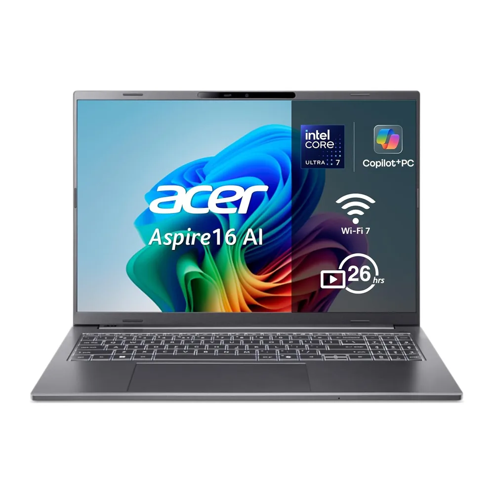 Acer Aspire 16 AI Copilot+ PC, Portátil 16", Core Ultra 7, 32GB RAM, 512GB SSD