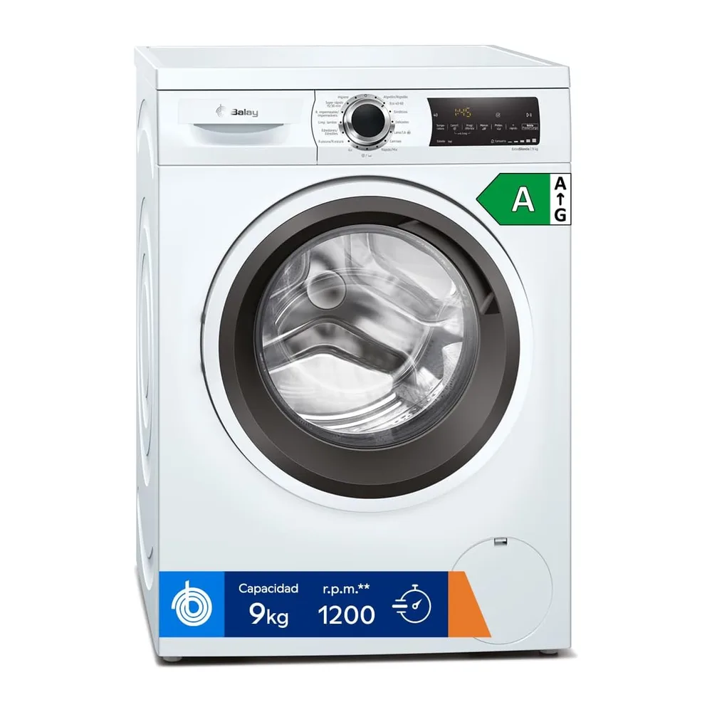 Balay - Lavadora, libre instalación, 9 kg, Programa Super rápido y Rápido/mix, Blanco, 3TS993BP, entrada