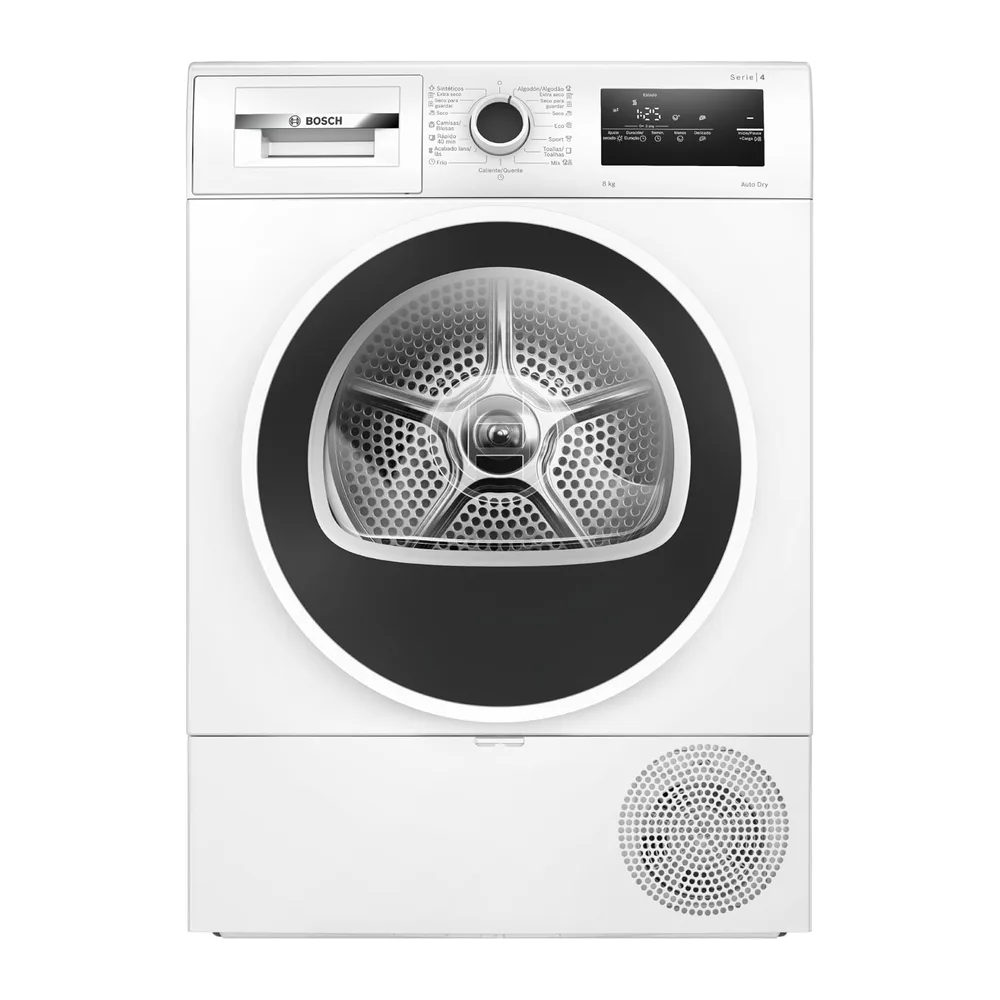 Bosch, Secadora con bomba de calor, Serie 4, 8 kg, blanco, WTR85V00ES [Clase de eficiencia energética D]