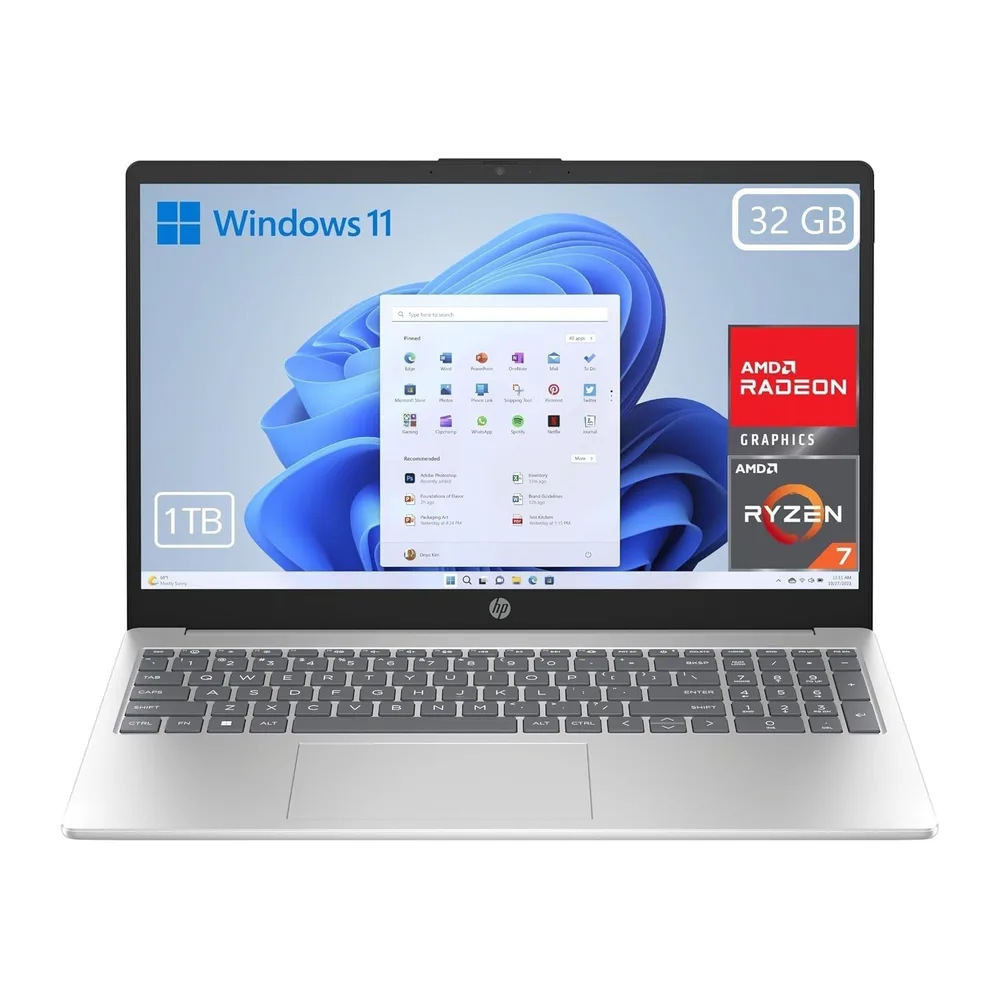 HP 15-fc0243ns - Ordenador portátil de 15.6" FHD (AMD Ryzen 7-7730U, 32 GB RAM, 1TB SSD, AMD Radeon Graphics,