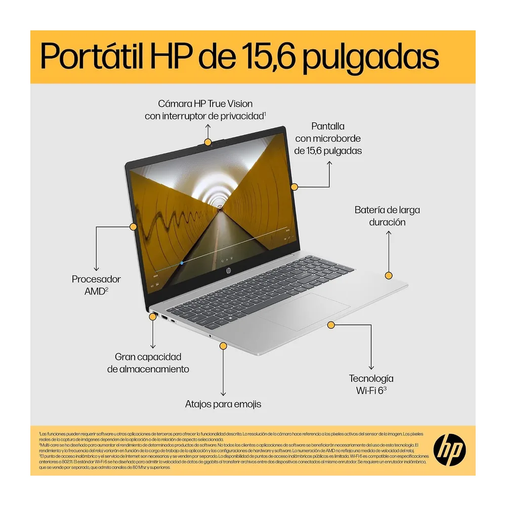 HP 15-fc0243ns - Ordenador portátil de 15.6" FHD (AMD Ryzen 7-7730U, 32 GB RAM, 1TB SSD, AMD Radeon Graphics, — 5