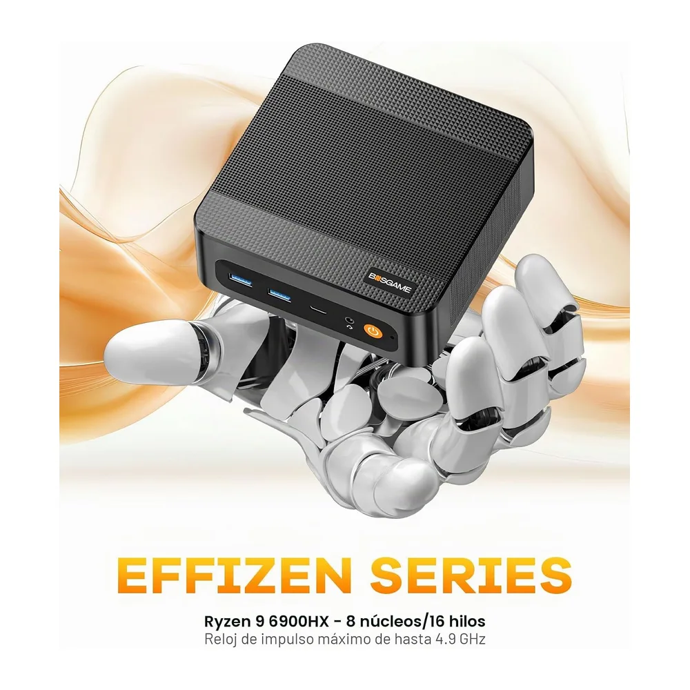 BOSGAME P6 Mini PC AMD Ryzen 9 6900HX, 24 GB LPDDR5 RAM Soldada, SSD NVMe 1 TB, Triple Pantalla 4K, Doble — 2