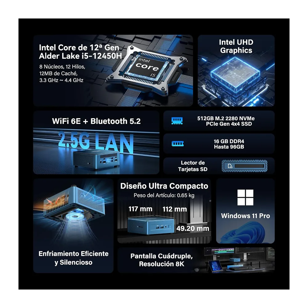 GEEKOM IT12 Mini PC con Intel Core i5-12450H — 2