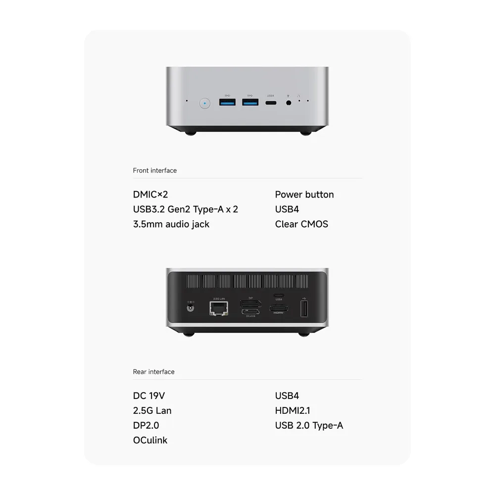 MINISFORUM AI X1-255 Mini PC, AMD Ryzen 7 255 (8C / 16T, hasta 4.9 GHz), HDMI/DP / USB4 (4K @ 120Hz), USBA X — 5