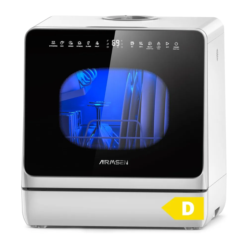 AIRMSEN Mini Lavavajillas Portátil, lavavajillas pequeño de 5L, 8+3 Programas, Inicio Diferido 1–18 h,