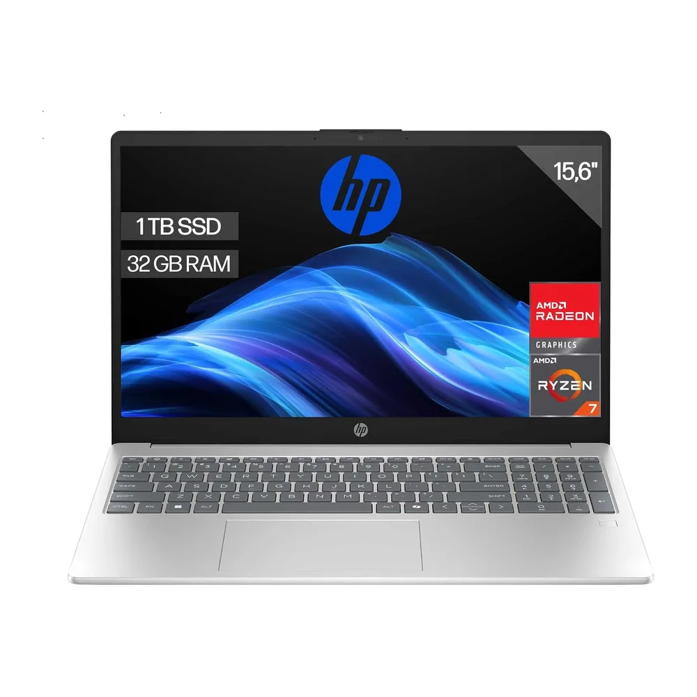 HP 15-fc0240ns - Ordenador portátil de 15.6" FHD (AMD Ryzen 7-7730U, 32 GB RAM, 1TB SSD, AMD Radeon Graphics,