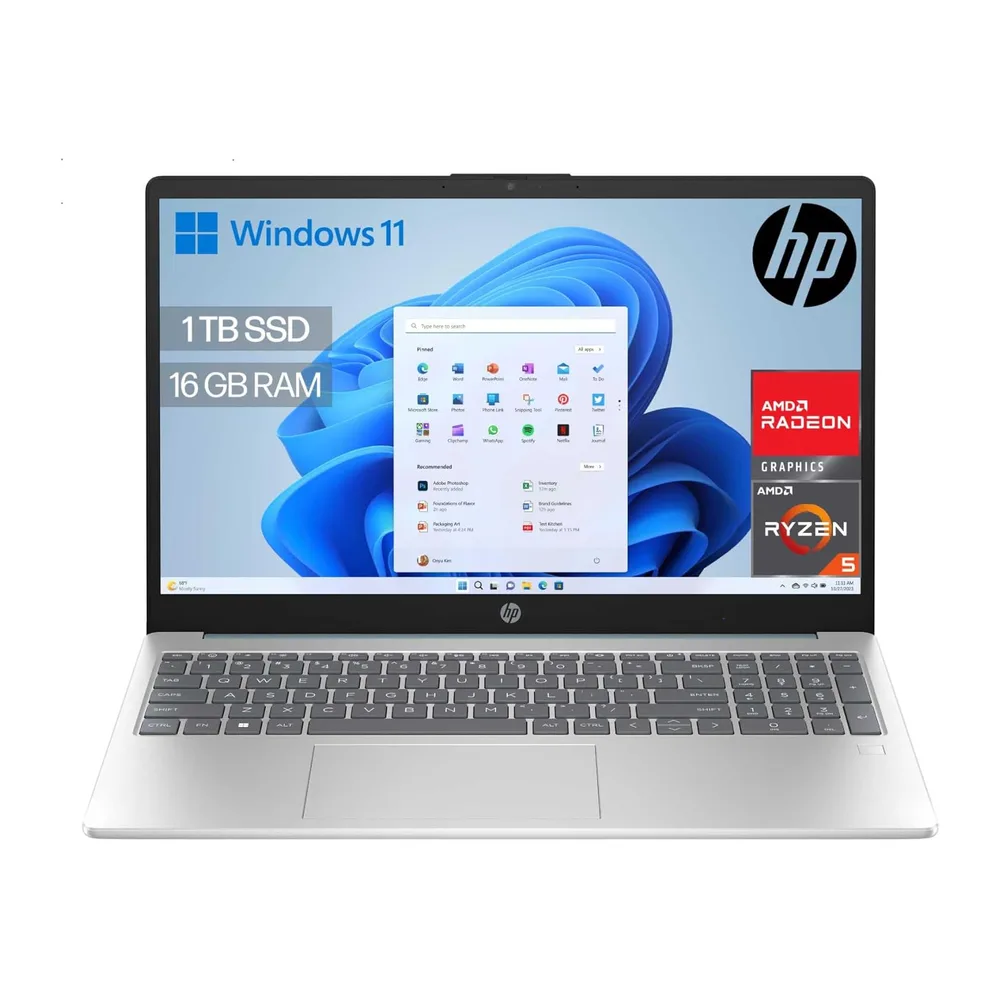 HP 15-fc0241ns - Ordenador portátil de 15.6" FHD (AMD Ryzen 5-7520U, 16 GB RAM, 1TB SSD, AMD Radeon Graphics,